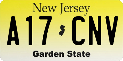 NJ license plate A17CNV