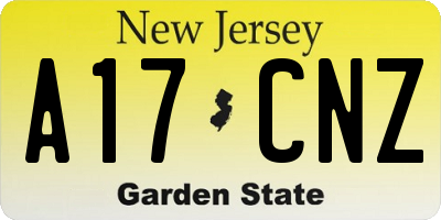 NJ license plate A17CNZ