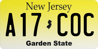 NJ license plate A17COC