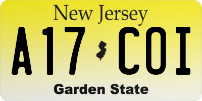 NJ license plate A17COI