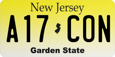 NJ license plate A17CON