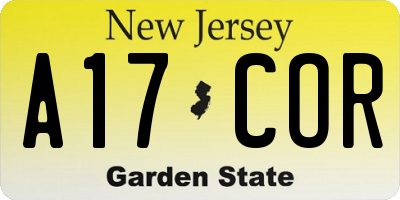 NJ license plate A17COR