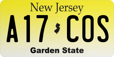 NJ license plate A17COS