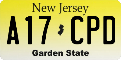 NJ license plate A17CPD