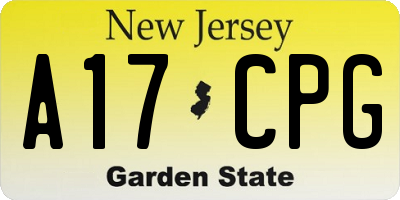 NJ license plate A17CPG