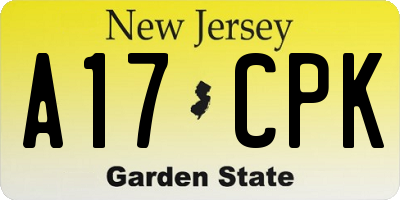 NJ license plate A17CPK