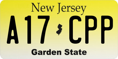 NJ license plate A17CPP