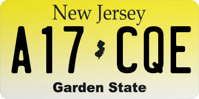 NJ license plate A17CQE