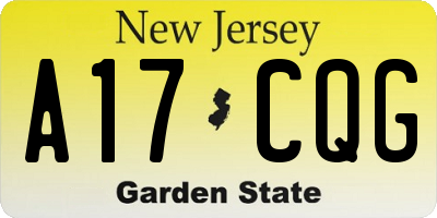 NJ license plate A17CQG