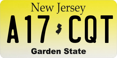 NJ license plate A17CQT