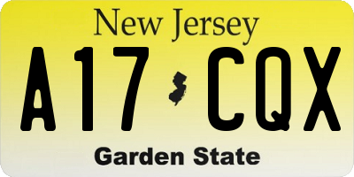NJ license plate A17CQX
