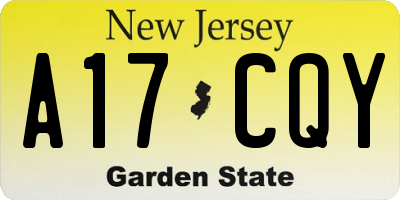 NJ license plate A17CQY