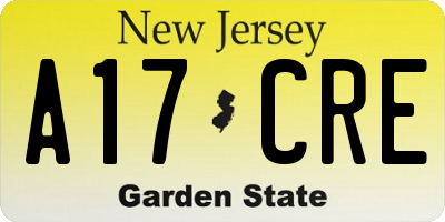 NJ license plate A17CRE