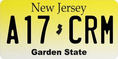 NJ license plate A17CRM