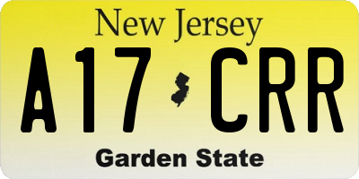 NJ license plate A17CRR