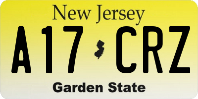 NJ license plate A17CRZ
