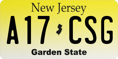 NJ license plate A17CSG