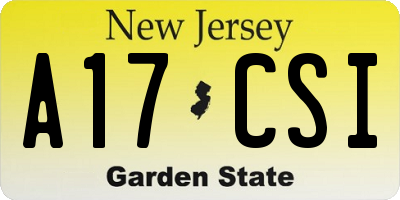 NJ license plate A17CSI