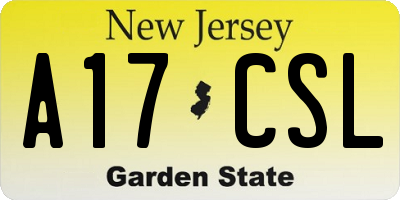 NJ license plate A17CSL