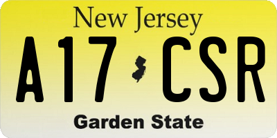NJ license plate A17CSR