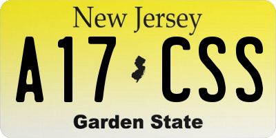 NJ license plate A17CSS