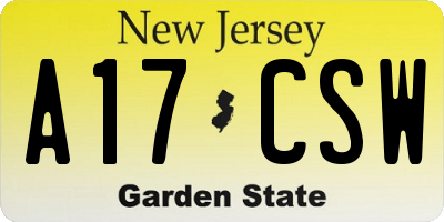 NJ license plate A17CSW