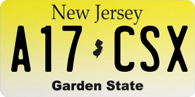NJ license plate A17CSX