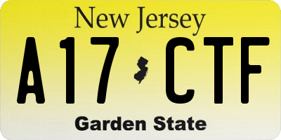 NJ license plate A17CTF