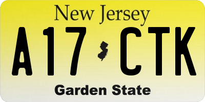 NJ license plate A17CTK