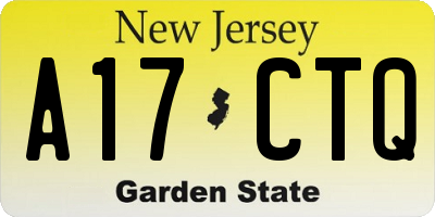 NJ license plate A17CTQ