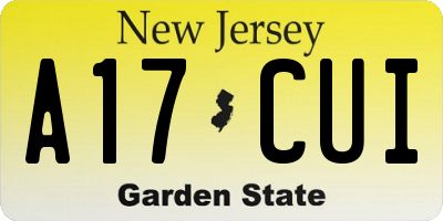 NJ license plate A17CUI
