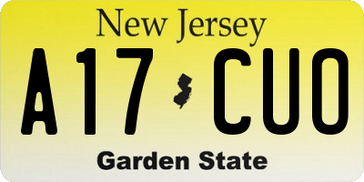NJ license plate A17CUO