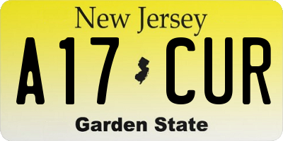 NJ license plate A17CUR
