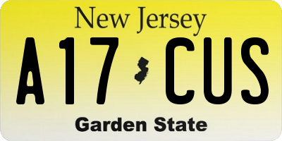 NJ license plate A17CUS