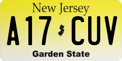 NJ license plate A17CUV