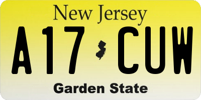 NJ license plate A17CUW