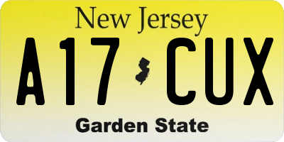 NJ license plate A17CUX
