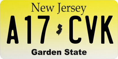 NJ license plate A17CVK