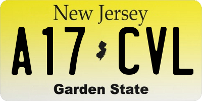 NJ license plate A17CVL