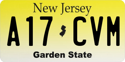 NJ license plate A17CVM