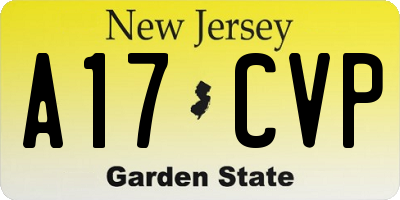 NJ license plate A17CVP