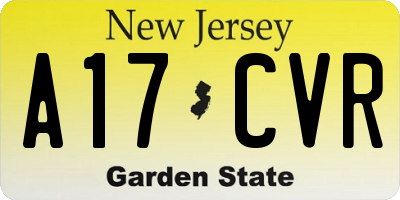 NJ license plate A17CVR