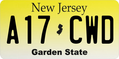 NJ license plate A17CWD