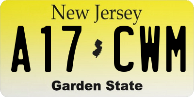 NJ license plate A17CWM