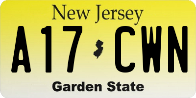 NJ license plate A17CWN