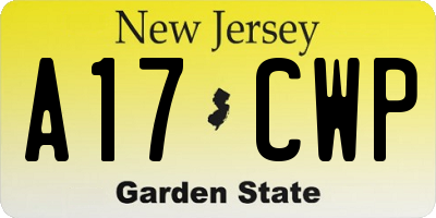 NJ license plate A17CWP