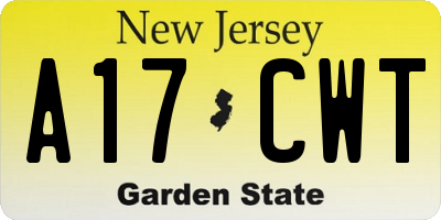 NJ license plate A17CWT
