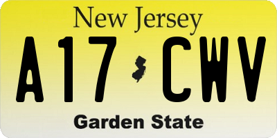 NJ license plate A17CWV