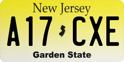 NJ license plate A17CXE