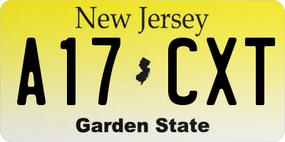 NJ license plate A17CXT